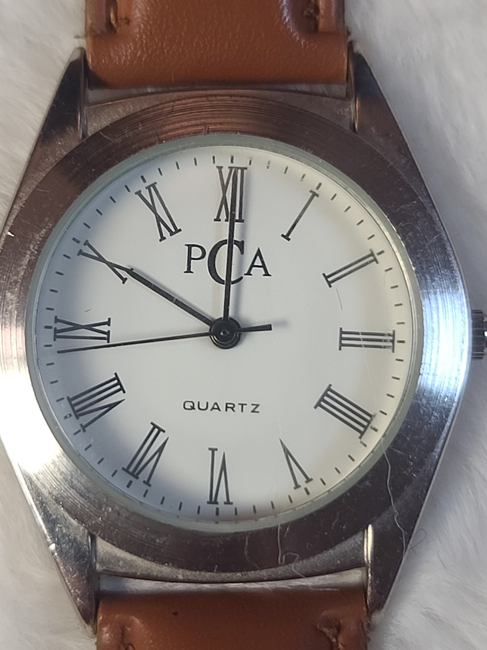 PCA Men's Brown Leather Strap Quartz Watch